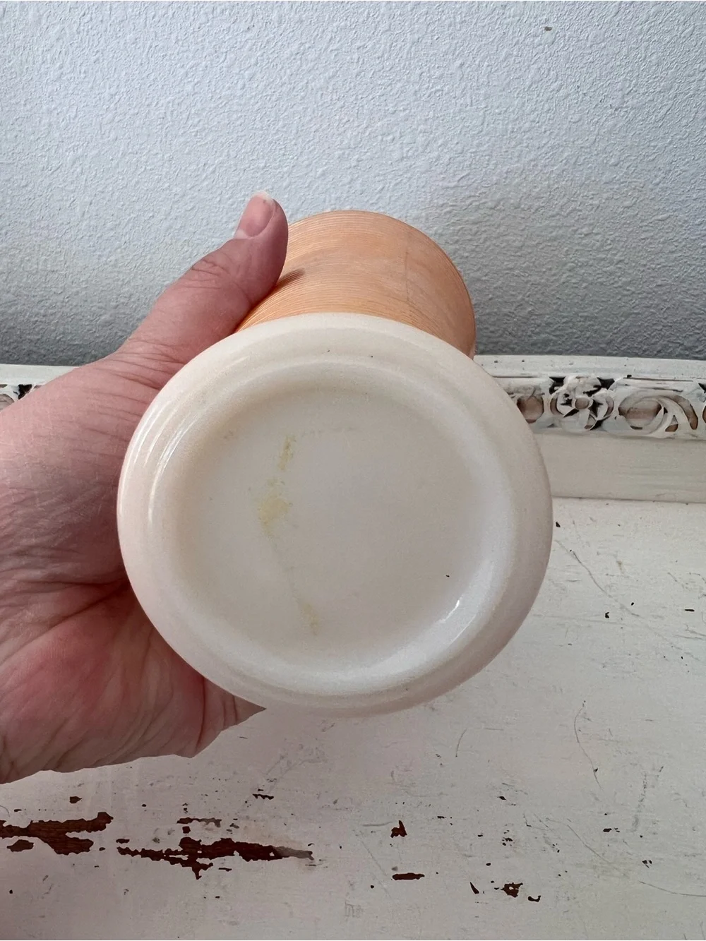 Vintage Ribbed Peach Lusterware Vase